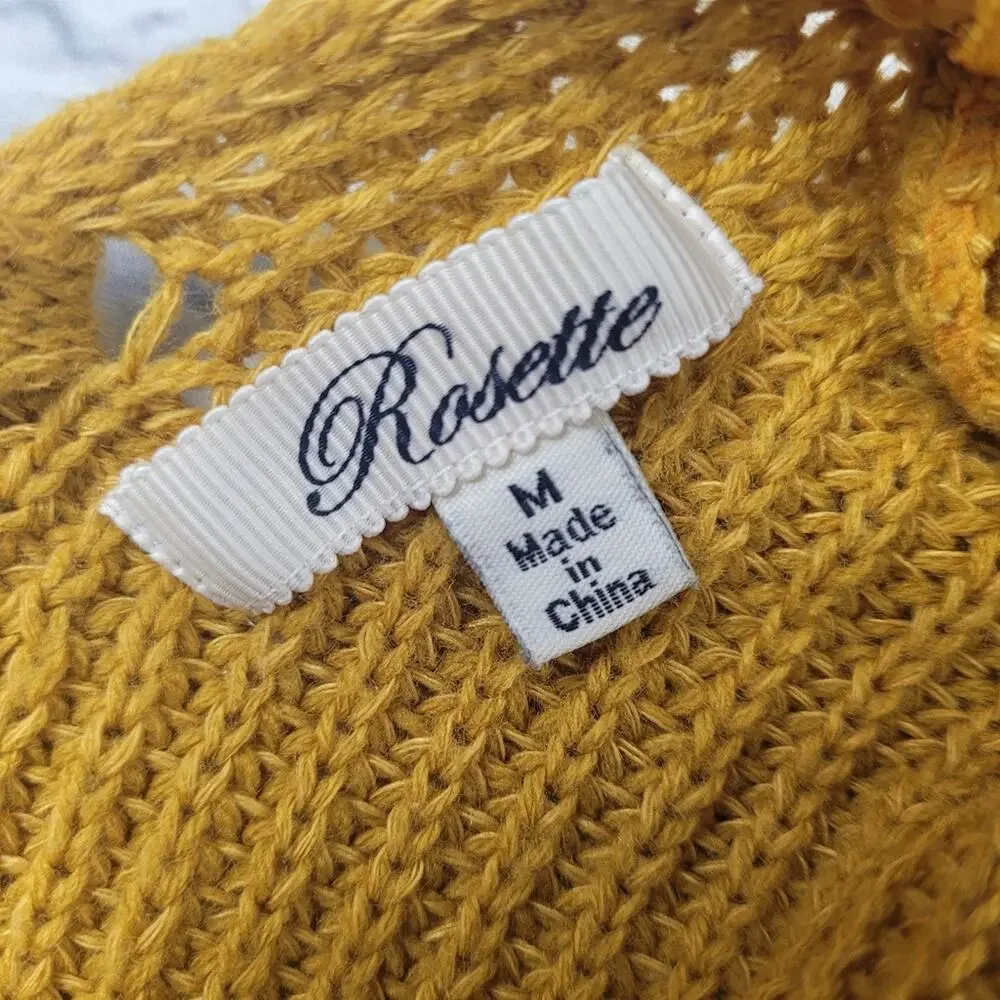 Mustard Lace-up Sweater by Rosette size Medium